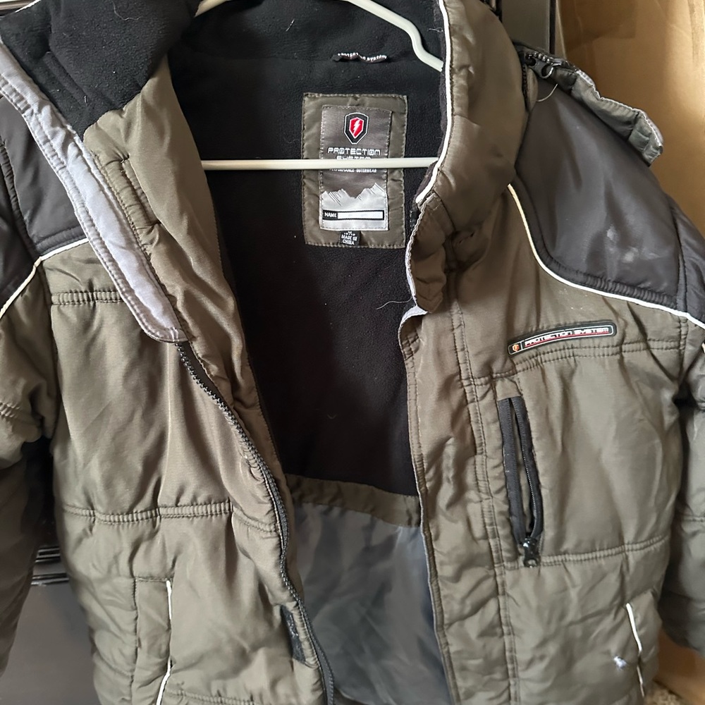 Boys Winter Snow jacket with attachable hoodie by protection system